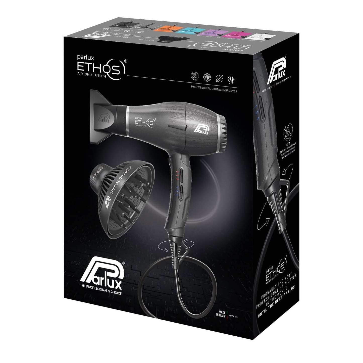 Parlux Ethos Phon Nero Con Motore Digitale 2300 Watt Con Diffusore